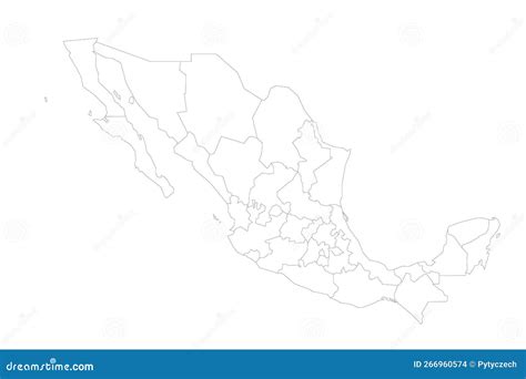 Mapa Pol Tico De Divisiones Administrativas De M Xico Stock De