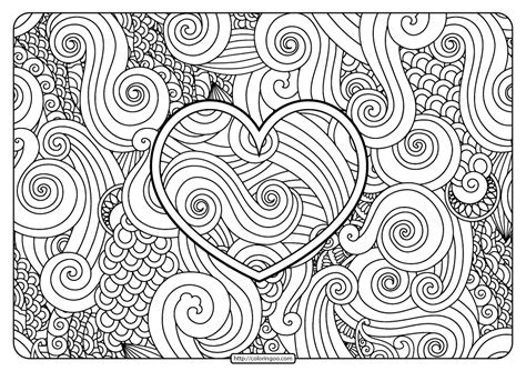 Free Heart With Flowers Pdf Coloring Page - clowncoloringpages