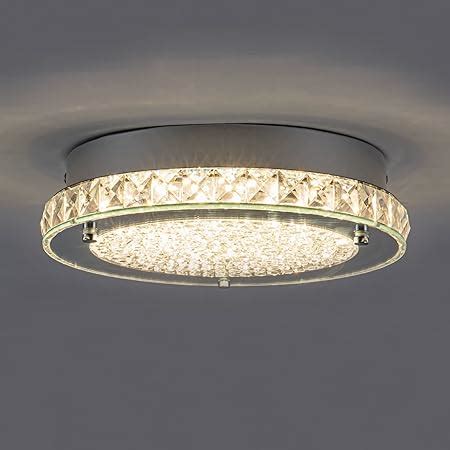 Auffel Crystal Close To Ceiling Light Fixtures Modern Led Flush Mount