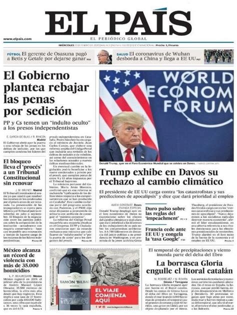 Prensa Hoy Portadas De Los Periódicos Del 22 De Enero Del 2020