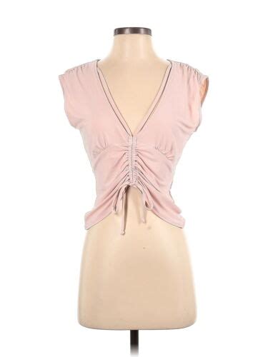 Open Edit Women Pink Short Sleeve Blouse S Ebay