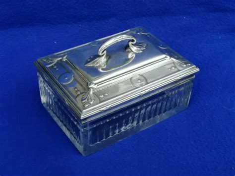 Ancienne Boite Coffret Cristal Argent Massif Minerve Silver Crystal Box