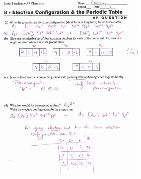 50 Quantum Numbers Practice Worksheet