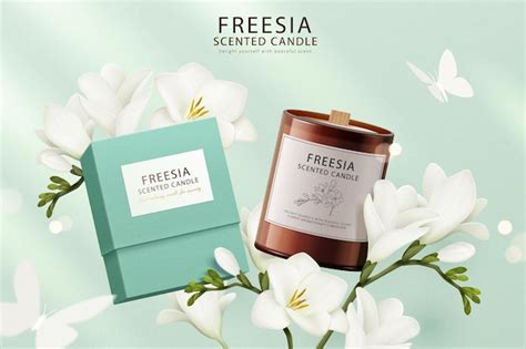 Premium Vector Freesia Scented Candle Ad