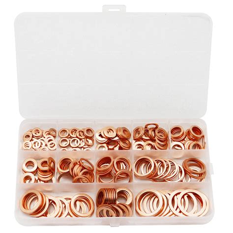 Car Engine Washers Crush Seal Flat Ring Gasket Set Assorted Solid