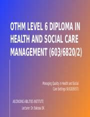 Unit 2 Managing Quality In Health And Social Care Settings Pptx OTHM