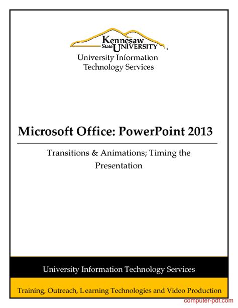 PDF Powerpoint 2013 Transitions Animations Timing The Presentation