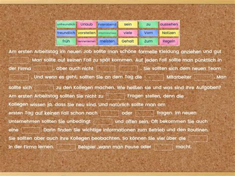 Momente A2 Kap 15 LESEN WORTSCHATZ Tipps für den ersten Arbeitstag