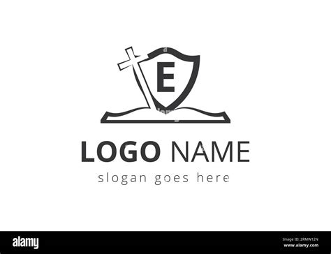 Church logo With E Letter Concept. Christian sign symbols. The cross of Jesus logo for christian ...