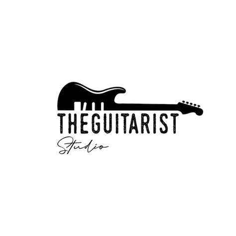 Vintage hipster retro logo de guitarra de silueta vector de diseño