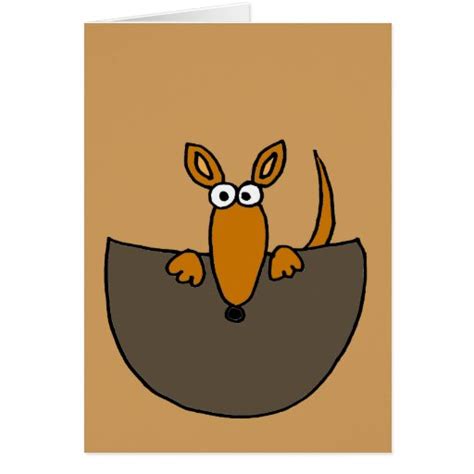 Funny Baby Kangaroo in Pouch Cartoon Card | Zazzle