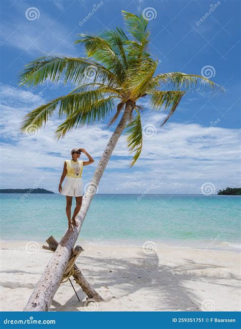 Tropical Beach With Palm Trees At The Island Of Koh Kood Thailand Stock