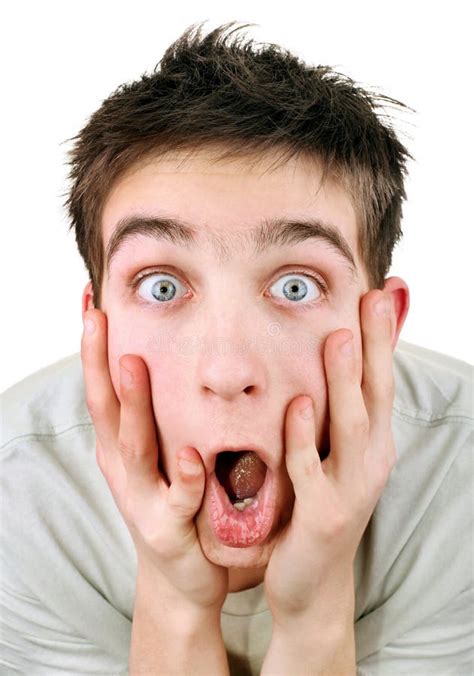 Surprised Young Man Stock Photo Image Of Brunette Frightened 54545092