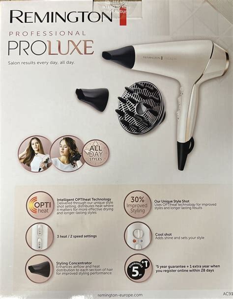 Remington AC9140 ProLuxe Hair Dryer AC 2400W With Diffuser Frizz Free