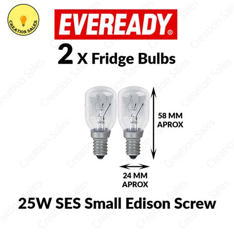 2 X Fridge Bulb Freezer 25w E14 Refrigerator Lamp Appliance Light Ses Pygmy 240v 5050028008682