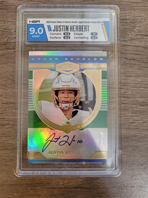 2020 Plates And Patches Rookie Upper Echelon Auto Green Justin Herbert