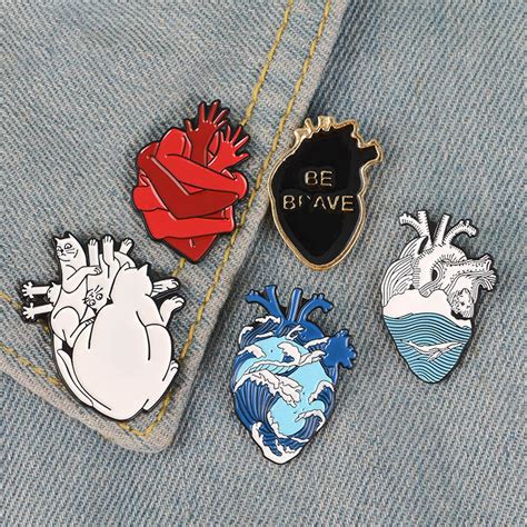 Medical Enamel Pins Health Worker Pins Anatomical Heart Etsy