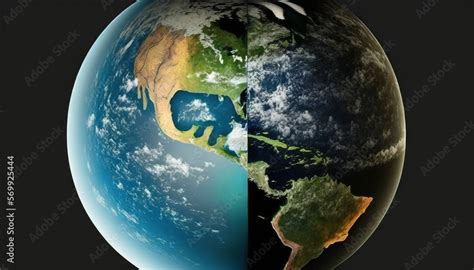 The Earth Is Divided Into Two Sections Showing The Different Areas Of