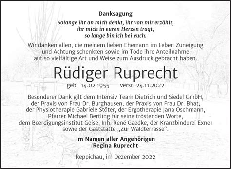 Traueranzeigen von Rüdiger Ruprecht abschied nehmen de