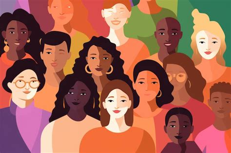 Diversidad Humana Mujer Internacional En Estilo De Dibujos Animados Ai