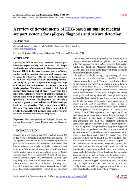 Pdf A Review Of Developments Of Eeg Based Automatic Medical Support