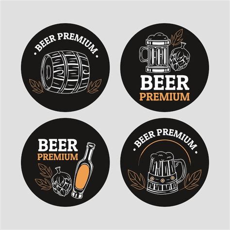 Premium Vector Hand Drawn Beer Bar Label Collection Design