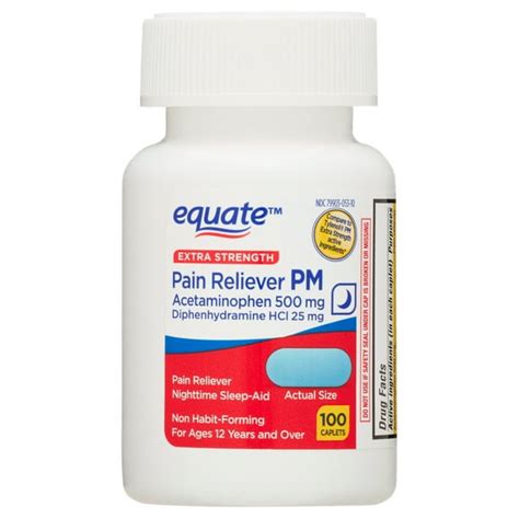 Equate Extra Strength Pain Reliever Pm Acetaminophen 500mg And