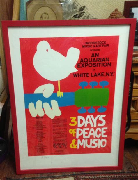 Original Woodstock Poster Autographerd By Artist Arnold Skolnick