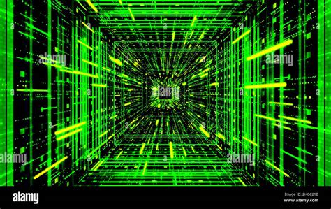 Green Sci Fi Tunnel Abstract Futuristic Technology Concept 3d Journey