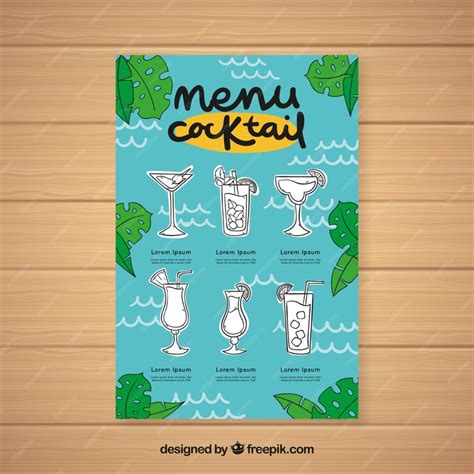 Free Vector Hand Drawn Cocktail Menu Template