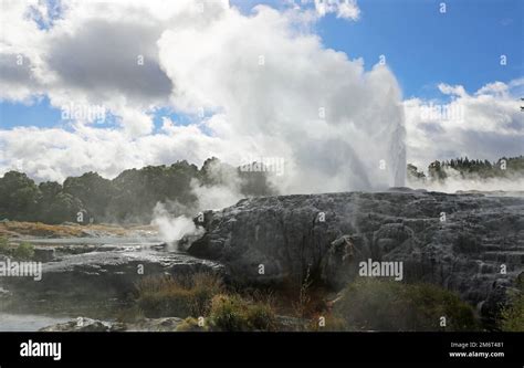 Pohutu geysers eruption - New Zealand Stock Photo - Alamy