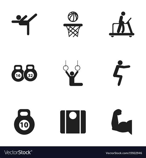 Set Of 9 Editable Exercise Icons Includes Symbols Vector Image