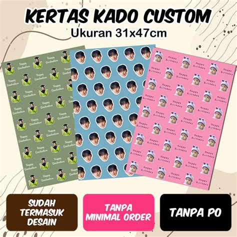 Jual Kertas Kado Custom Wajah Foto Nama Wrapping Paper Custom Murah