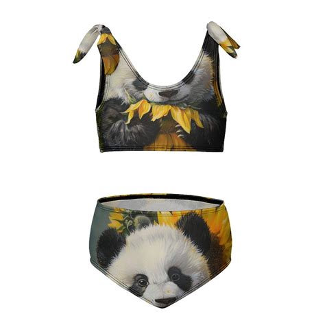 Panda Sunflower Girl S Piece Bikini Set Beach Sport Swimsuit Swimwear Y Cm Walmart