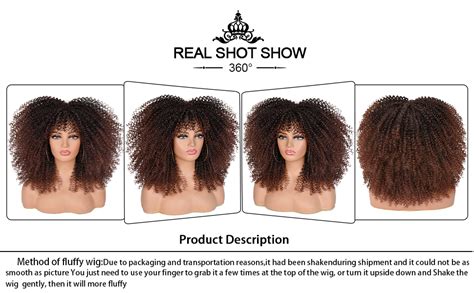 Annisoul 16inch Curly Wigs For Black Women Dark Brown Afro