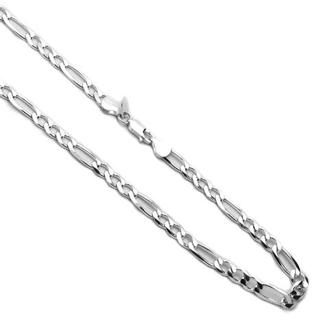 Men S Mm Sterling Silver Italian Solid Figaro Chain Necklace Made