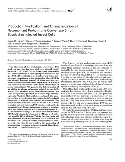 Pdf Production Purification And Characterization Of Recombinant