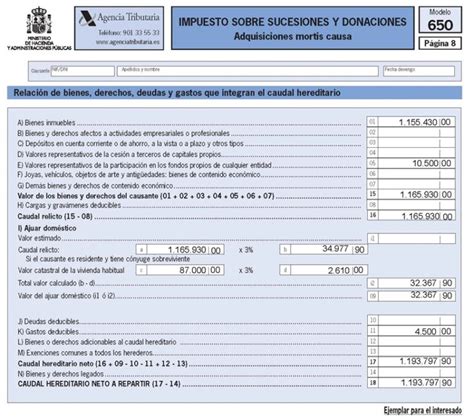 Ejemplo liquidación impuesto sucesiones Madrid