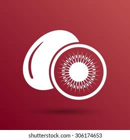 Kiwi Fruits Closeup Icon Isolated Art Stock Vector Royalty Free