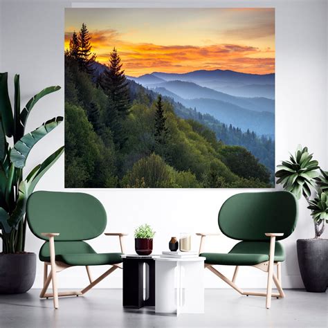 Great Smoky Mountains Wall Art Canvas Mountain Wall Art Etsy