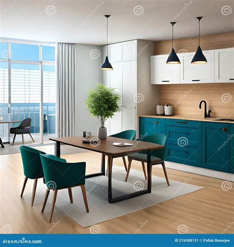 Kitchen Interior at the Modern Luxury Villa Stock Illustration ...