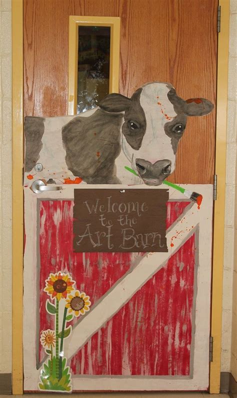 Farm Themed Classroom Door Art Room Door With A Splatter Painting Cow