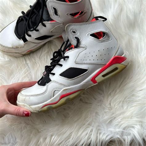 Air Jordan White Black and Bright Red High Top Basket… - Gem