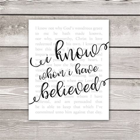 I Know Whom I Have Believed Print Printable Wall Decor | Etsy