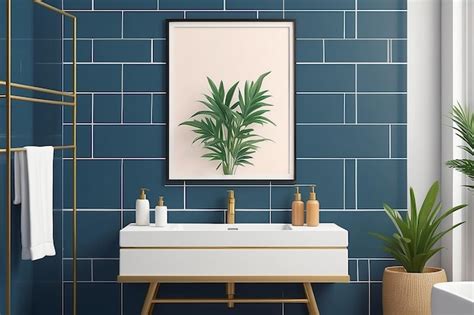 Premium Photo Poster Frame Mockup On Bathroom Interior