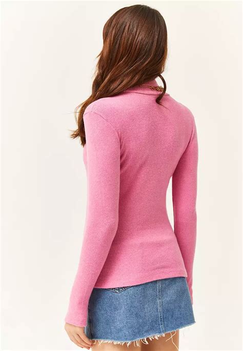 Olalook Pink Turtleneck Finger Detailed Lycra Blouse 2024 Buy Olalook