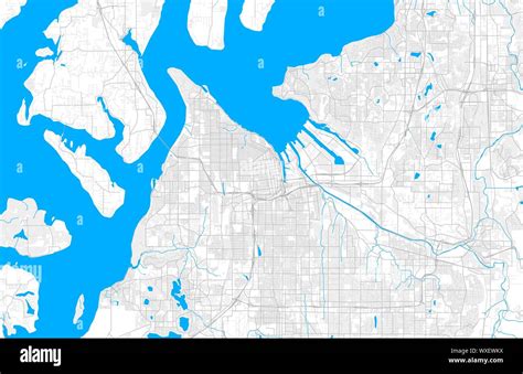 Rich Detailed Vector Area Map Of Tacoma Washington Usa Map Template