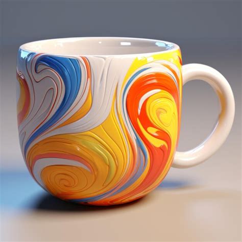 Colorful Swirl D Mug With Realistic Details Premium Ai Generated Image