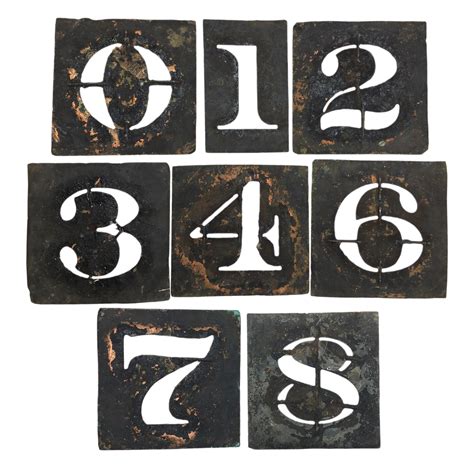 Vintage Metal Number Stencils - Set of 8 | Chairish