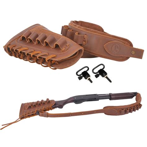 Waynes Dog Leather Gun Shell Holder Buttstock With Matched Rifle Sling